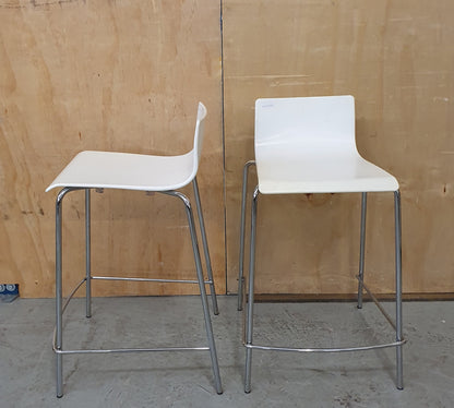 2 Matching White Stackable Bar Stools with Chrome Frame - RN193195 / RN103196