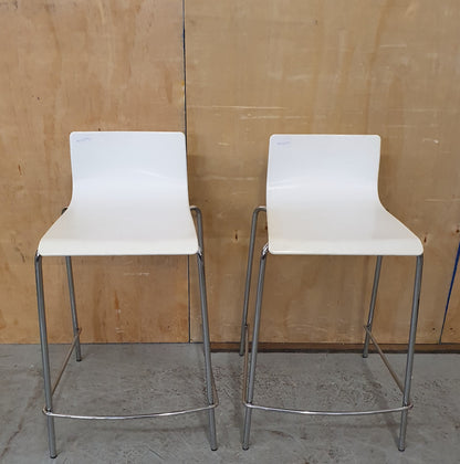 2 Matching White Stackable Bar Stools with Chrome Frame - RN193195 / RN103196