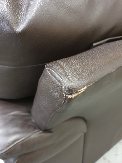Brown Leather 2 Seater Sofa with Detachable Zipped Back Rests - 104869