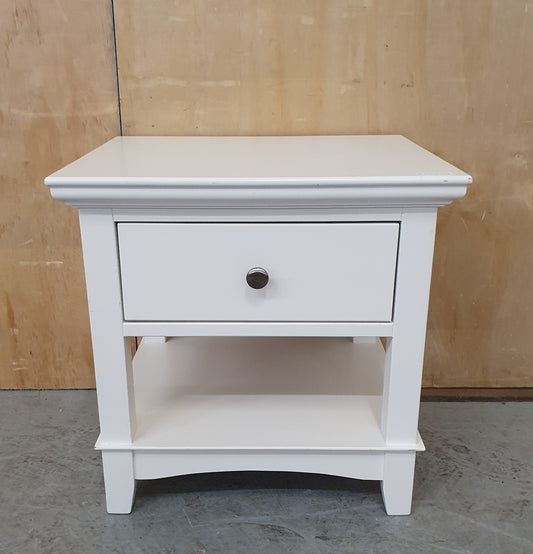 2 Tier White Wooden Bedside Cabinet with Drawer - EL103119