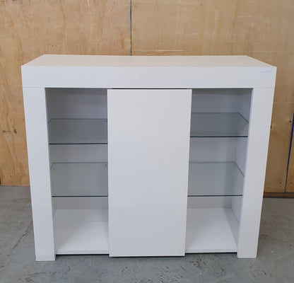 White Wooden Cabinet with 2 Tempered Glass Shelves on Left and Right Side - EL102885