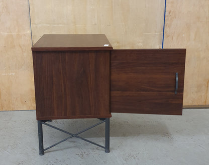 1 Door Mahogany Cabinet with Interior Shelf on Metal Frame - E102260