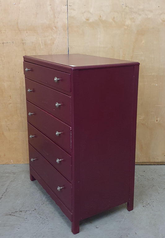 5 Drawer Burgundy Chest of Drawers - 104799