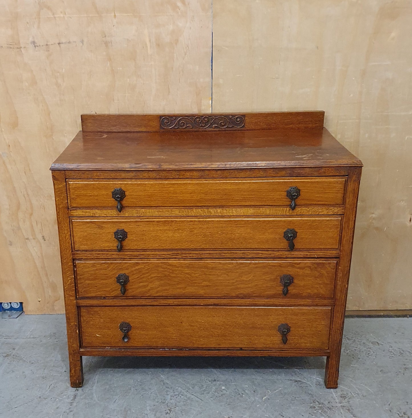 Vintage 4 Drawer Chest of Drawers with Engraved Top Panel - 104810