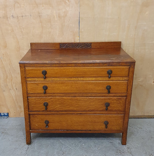 Vintage 4 Drawer Chest of Drawers with Engraved Top Panel - 104810