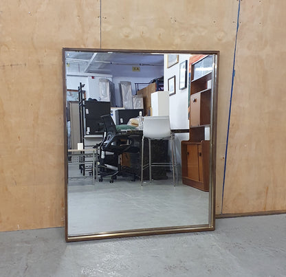 Large Square Brown Frame Mirror with Gold Inlay - EL104518