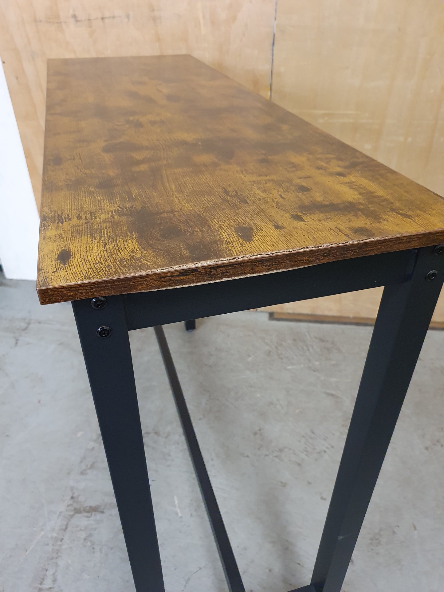 Long Wood Top Bar Table with Black Metal Frame - 104893