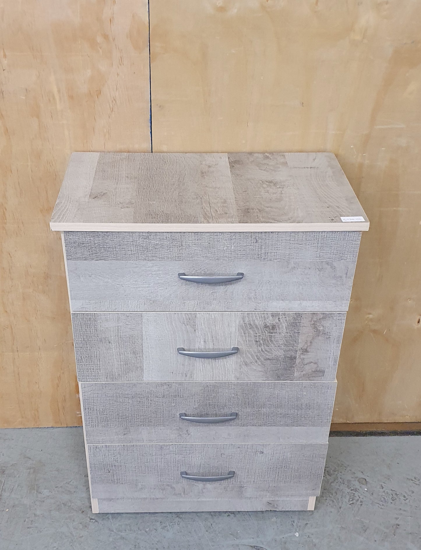 4 Drawer Grey Faux Wood Vinyl Covered Chest of Drawers - 161124-03