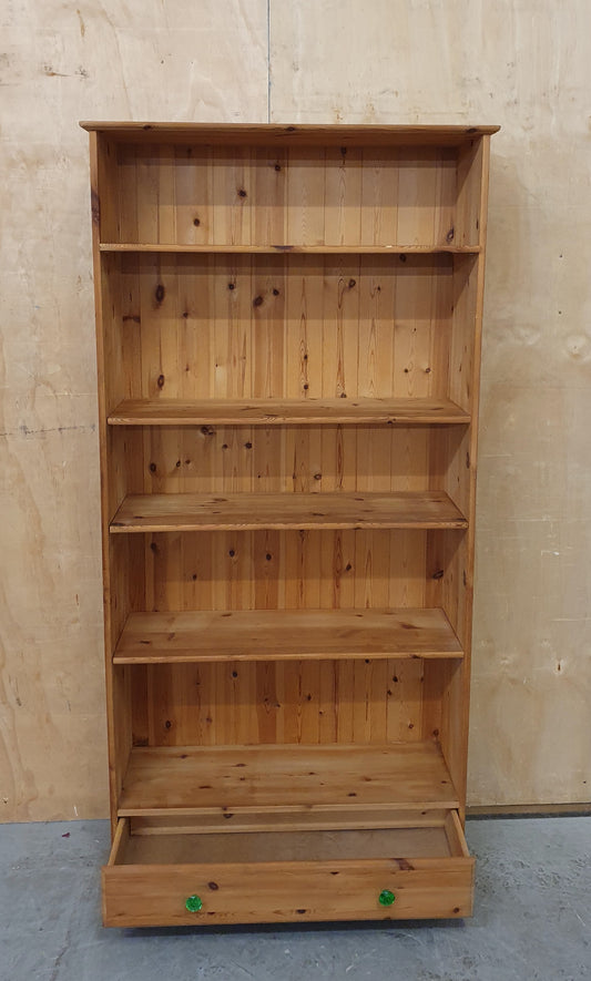 Tall Pine Bookcase with Bottom Drawer - 104848