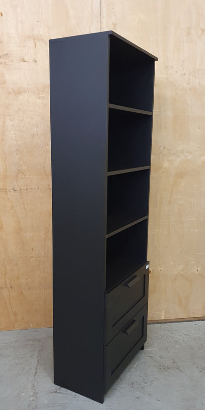IKEA BRIMNES Tall Black Bookcase with 2 Bottom Drawers - 104792