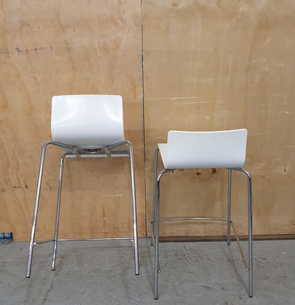 2 Matching White Stackable Bar Stools with Chrome Frame - RN193195 / RN103196