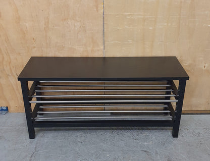 3 Tier Black Wood Shoe Rack with Chrome Section - 104841