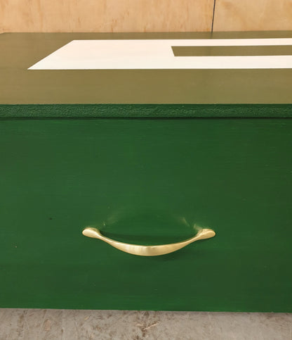 Dark Green Wooden Storage Trunk/Box with Removable Lid and Castor Wheels - 010525-02