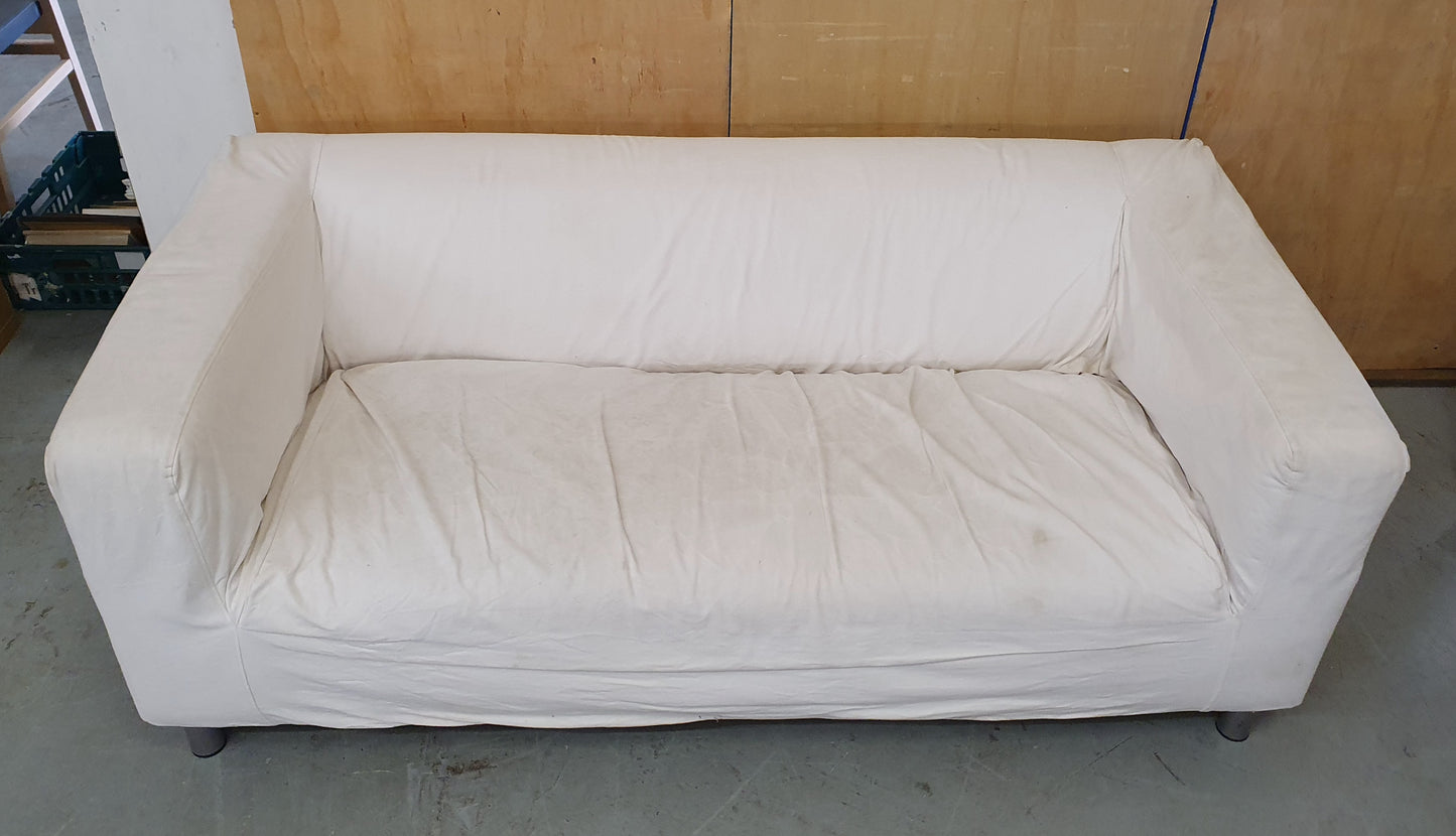 White 2 Seater Sofa with Removable Feet - 160924-01