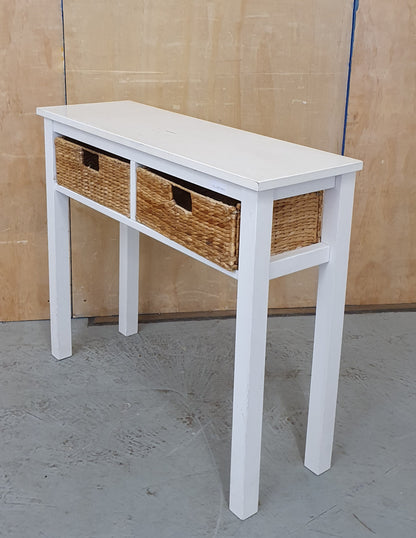 White Wooden Console Table with 2 Baskets - EL102744