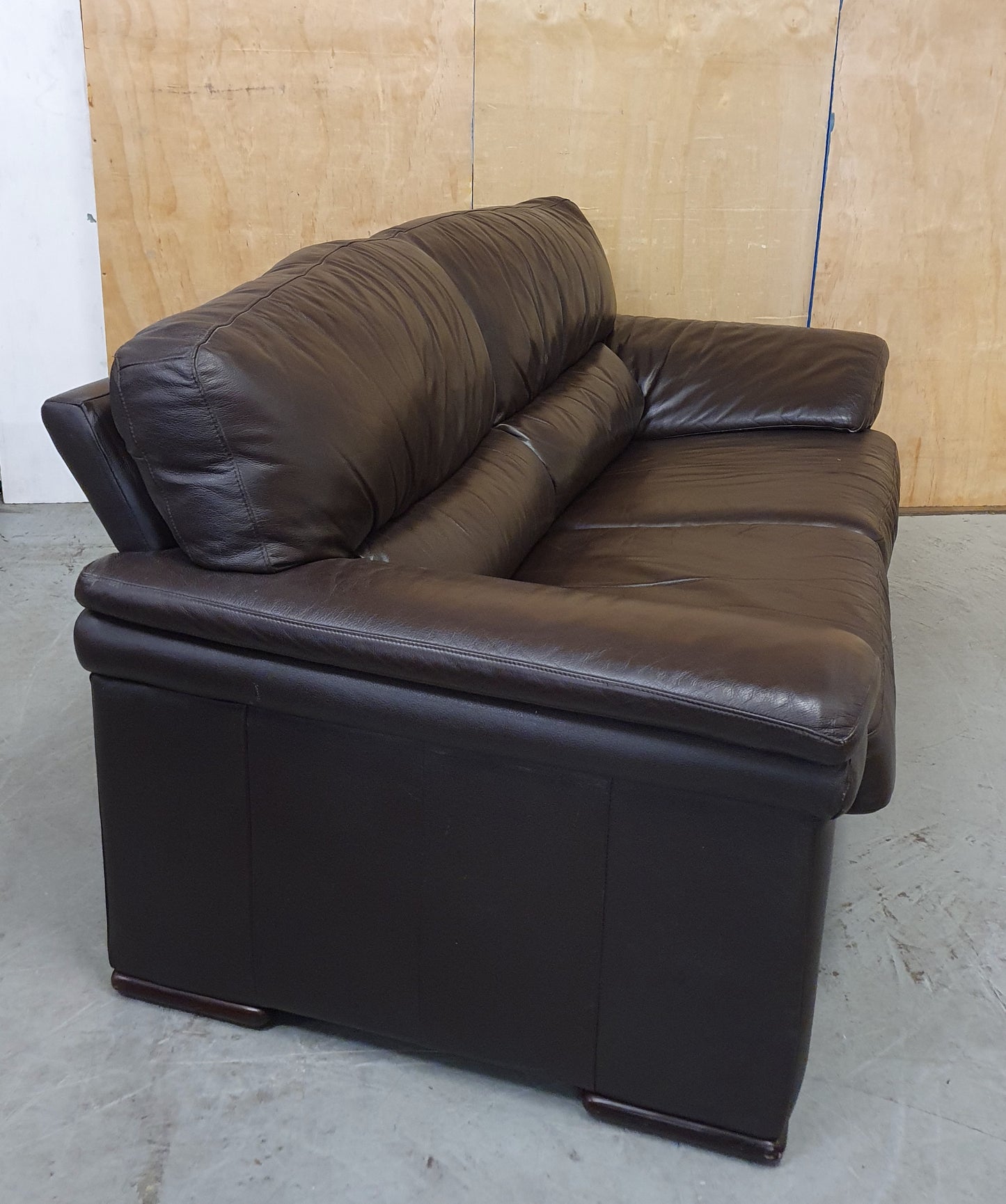 Brown Leather 2 Seater Sofa with Detachable Zipped Back Rests - 104869