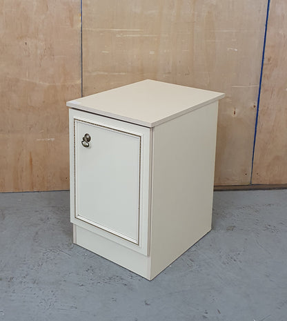 Cream Single Door Bedside Cabinet with Mahogany Interior - EL102659