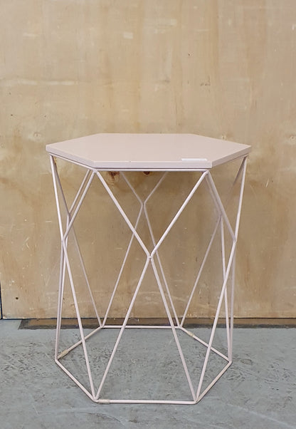 Pastel Pink Metal Hexagon Top Small Coffee Table - EL103135