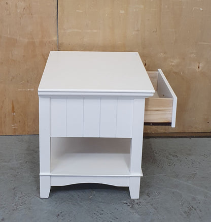 2 Tier White Wooden Bedside Cabinet with Drawer - EL103119