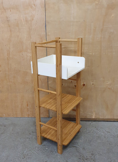 Small Bamboo Shelving Unit with White Top Section - 120925-01