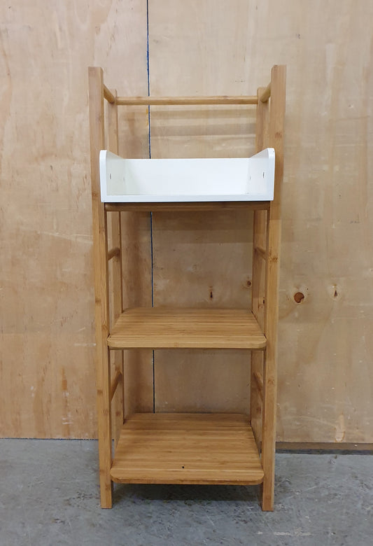 Small Bamboo Shelving Unit with White Top Section - 120925-01