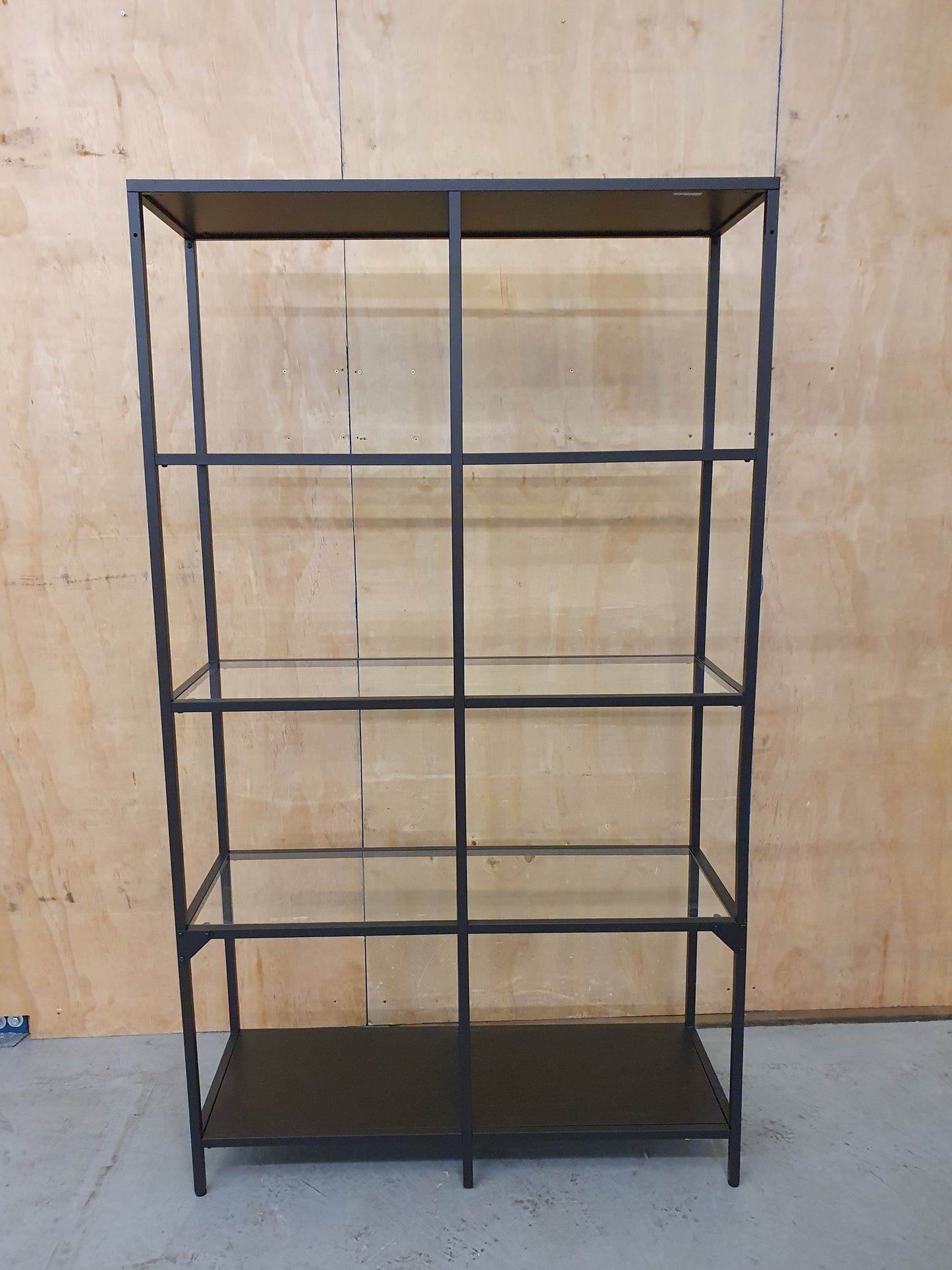 Black Metal Framed Glass Shelving Unit - 102335