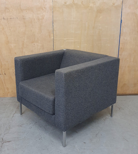 Grey Boiled Wool Fabric Armchair with Chrome Feet - RN103183