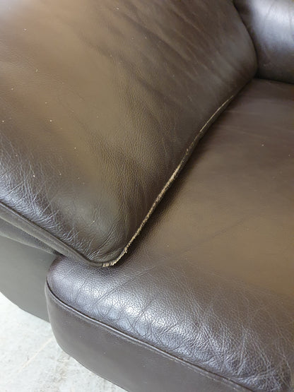 Brown Leather 2 Seater Sofa with Detachable Zipped Back Rests - 104869