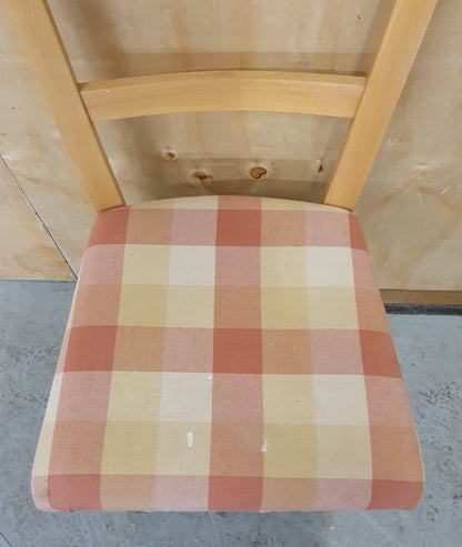 Single Wooden Dining Chair with Checked Fabric Seat - EL103310