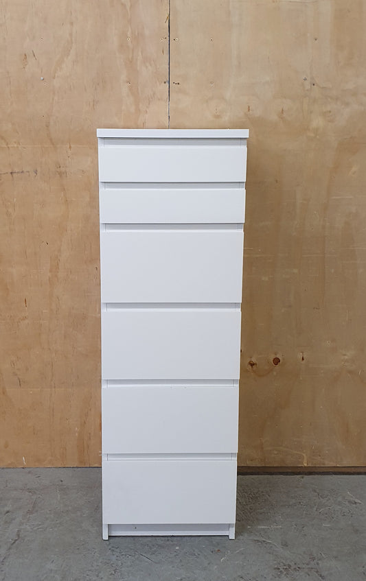IKEA MALM White Tall Chest of Drawers with Mirrored Open Top - 104597