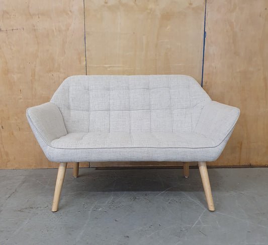 Modern Small Grey 2 Seater Sofa with Wooden Legs - 104157