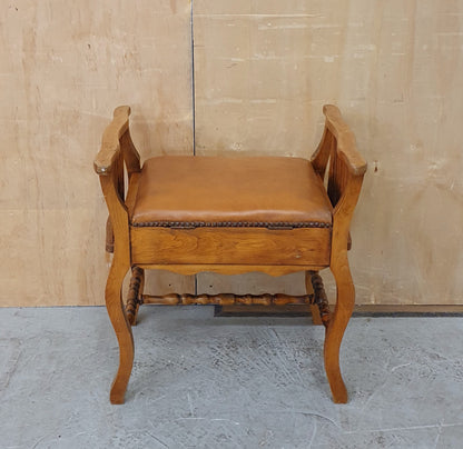 Vintage Piano Stool with Open Seat for Storage - EL104088
