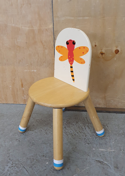 Wood Children's Chair with Dragon Fly Image on Back Rest - 240725-01