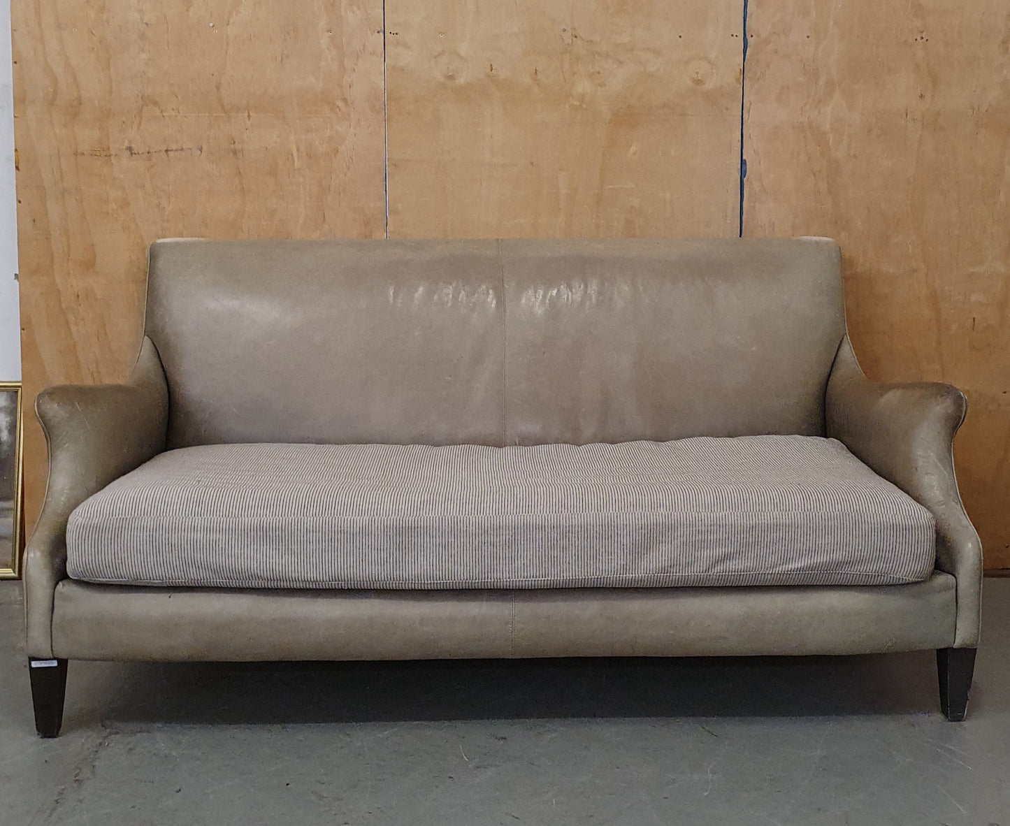 Grey Leather 2 Seater Modern Sofa with Removable Cushioned Seat  - 103933