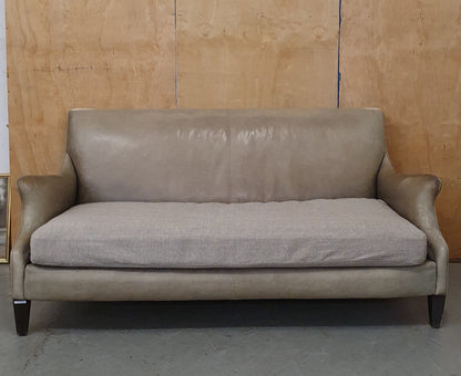 Grey Leather 2 Seater Modern Sofa with Removable Cushioned Seat  - 103933