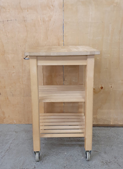 Wood Kitchen Trolly with Slatted Shelving and 2 Wheels - EL104535