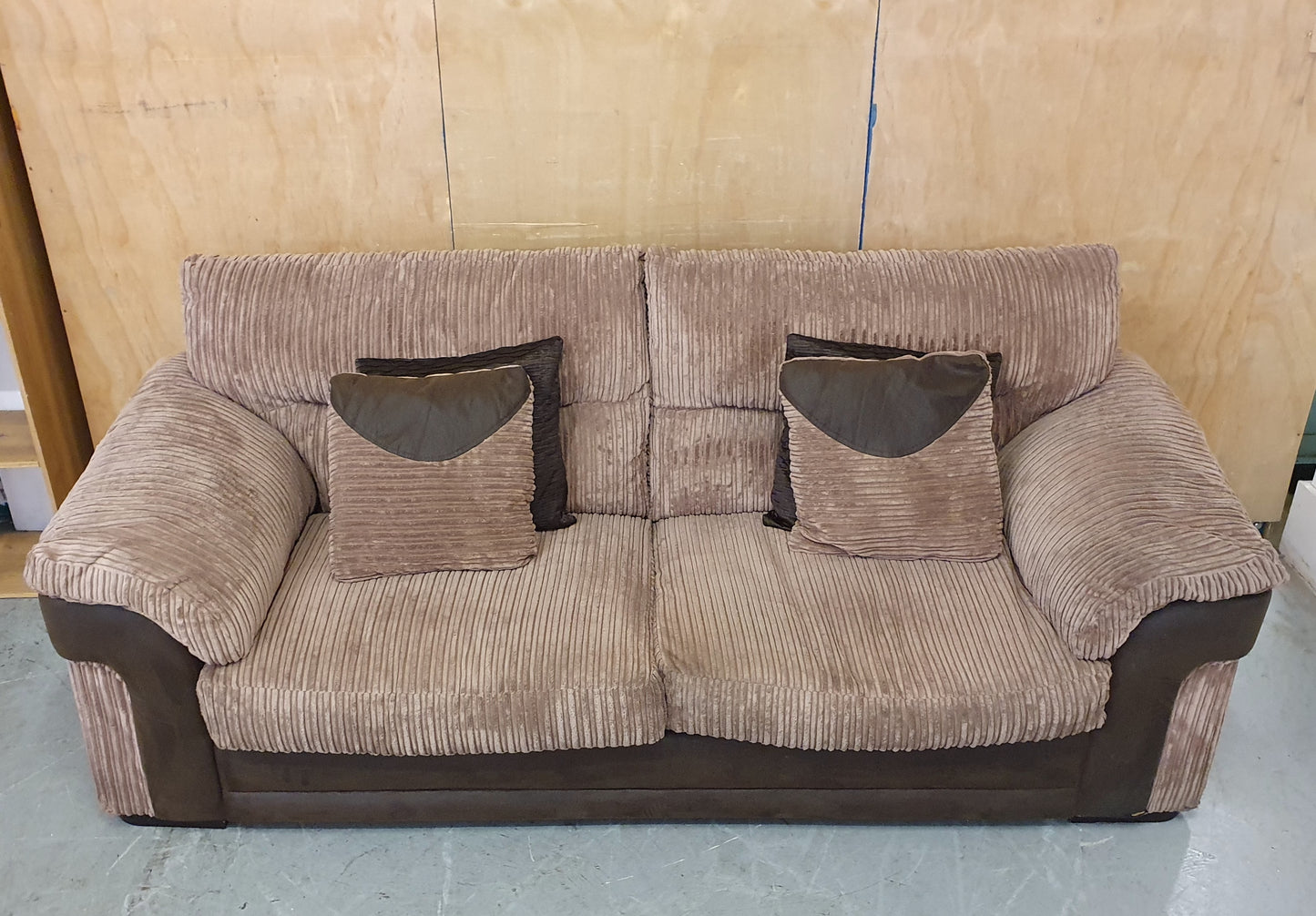 Brown Chunky Corduroy 2 Seater Sofa with Scatter Cushions - 1046111
