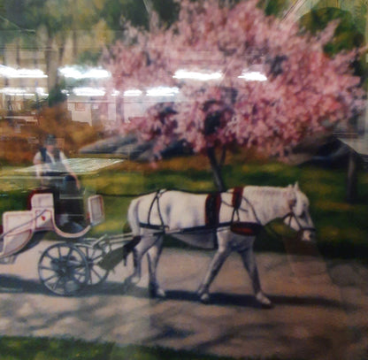 Horse and Carriage Art in Gold Frame - EL101110