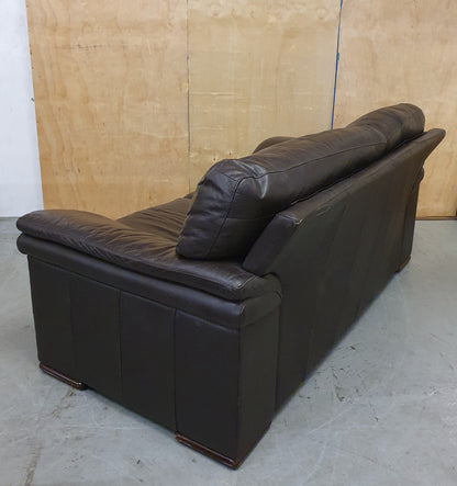 Brown Leather 2 Seater Sofa with Detachable Zipped Back Rests - 104869