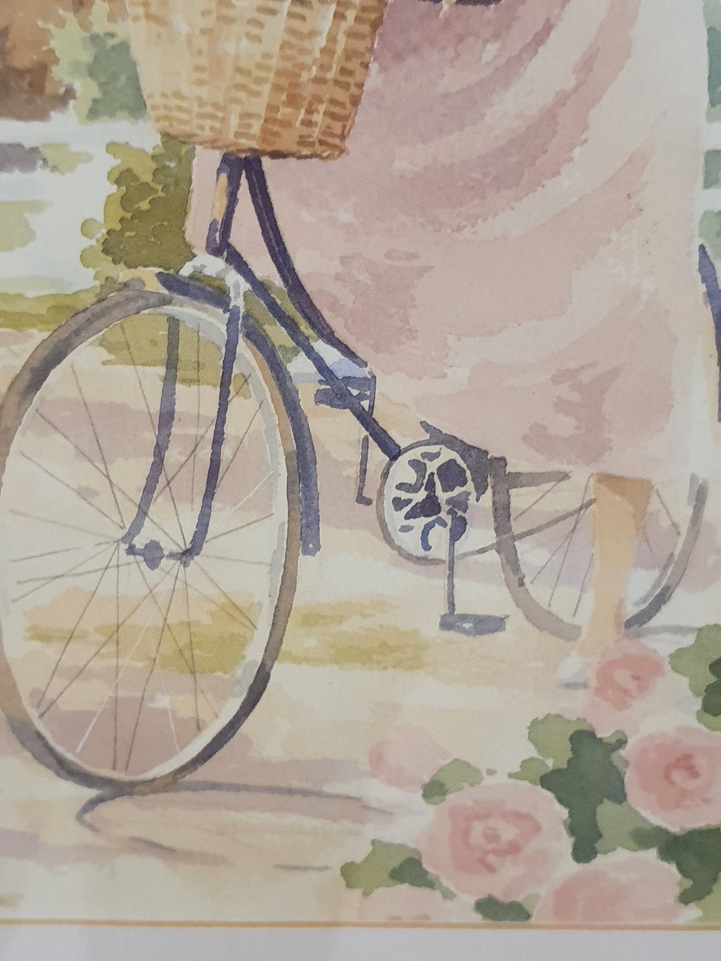 Lady on a Bicycle Watercolour Painting - EL101482