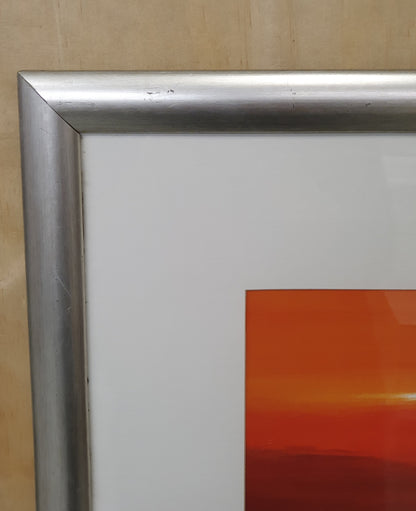 Abstract Sunset Painting in Silver Frame - BB281223-06