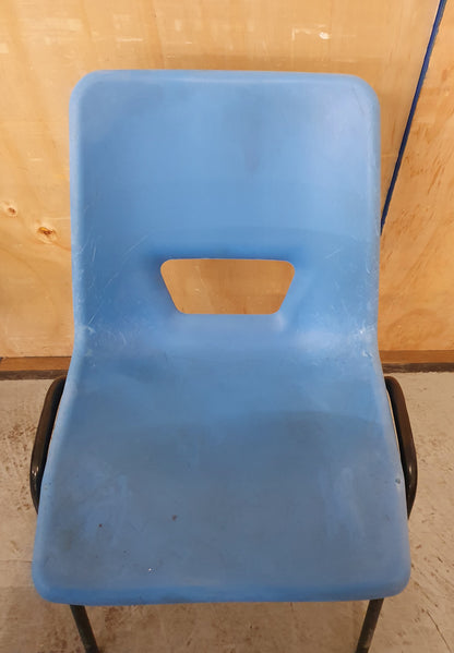 4 Matching Blue Plastic Stackable Chairs with Black Metal Legs - 103963/103964/103965/103966