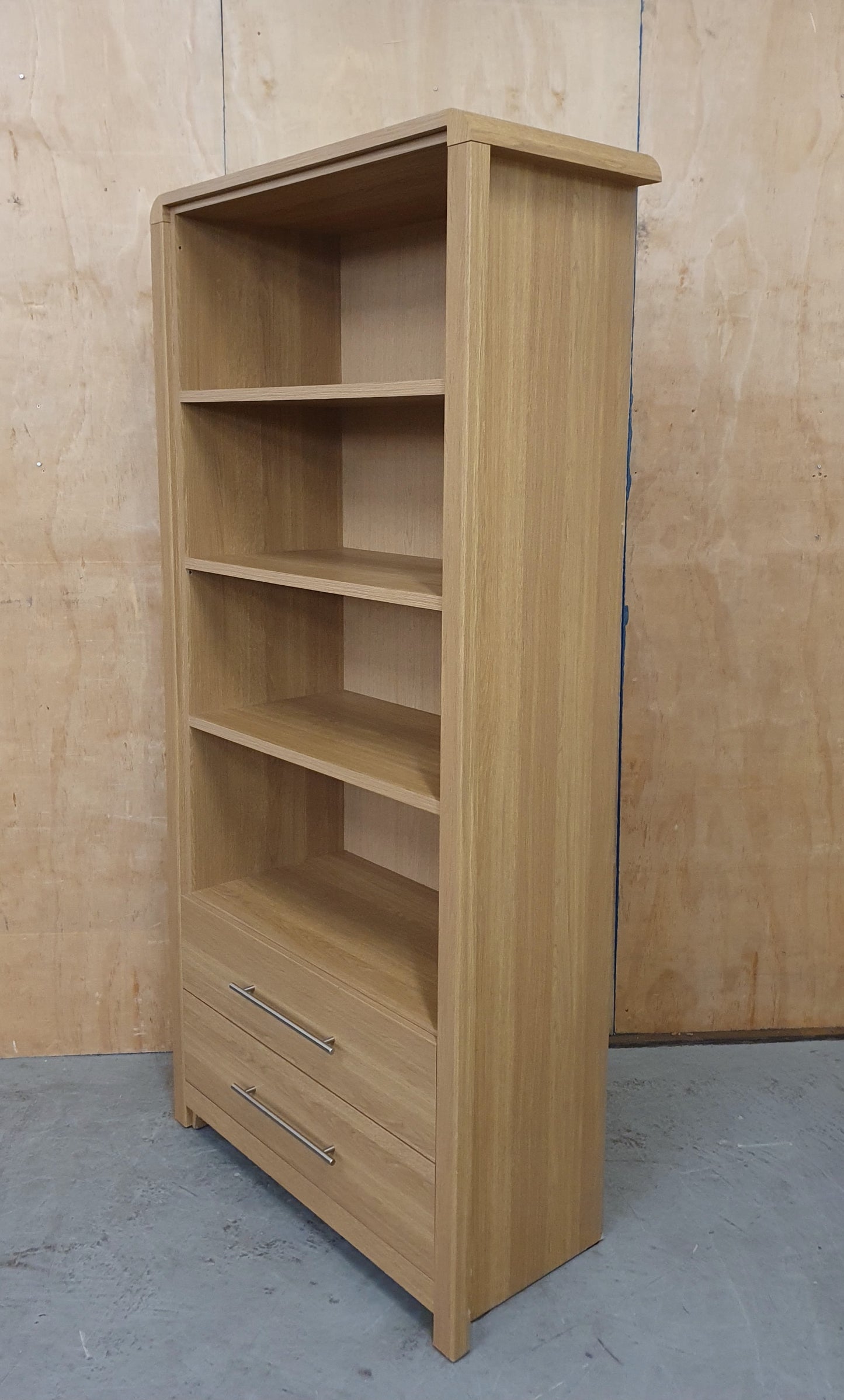 Large Tall Wood Bookcase with 2 Bottom Drawers - EL104912