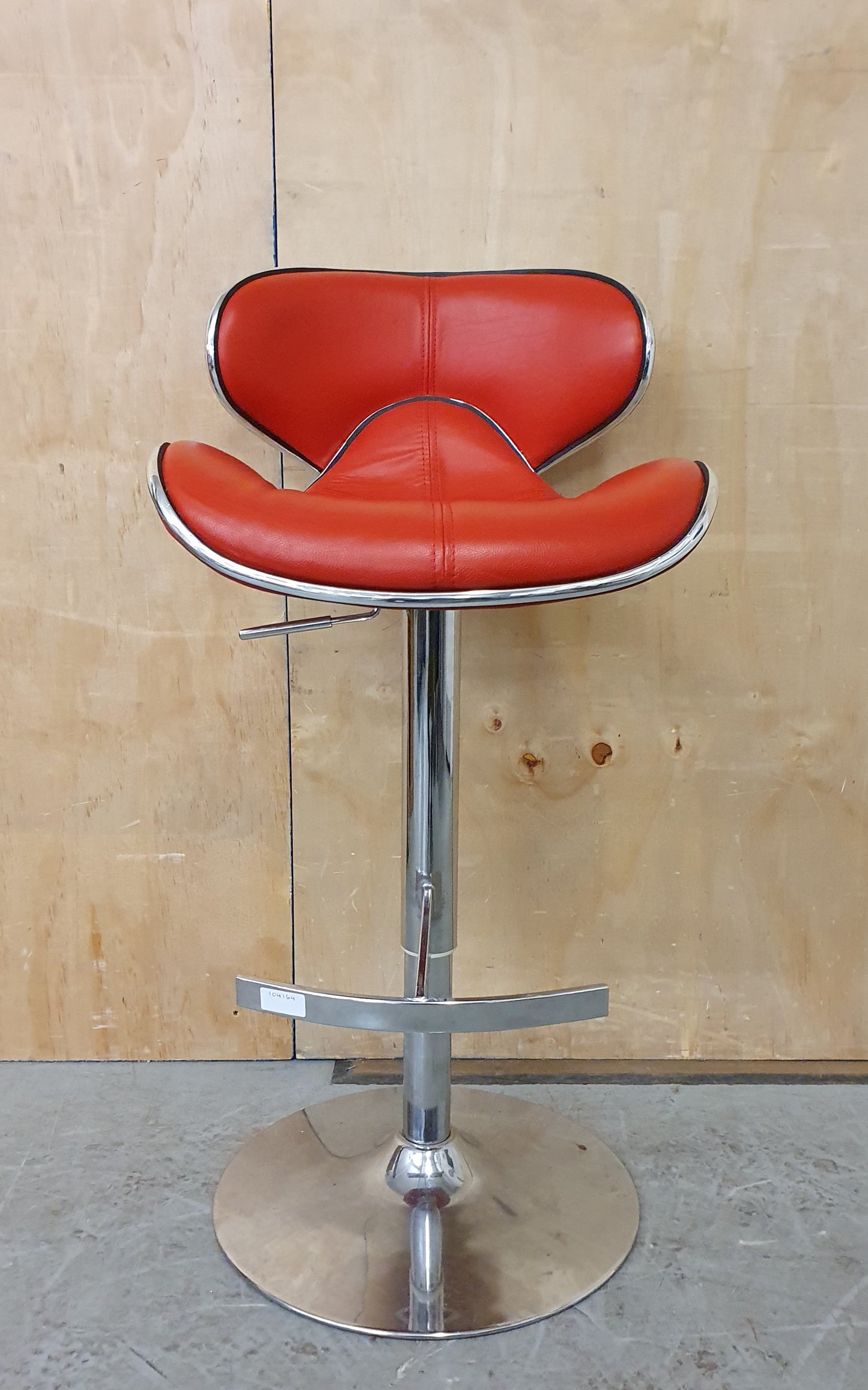 Single Red Leather Height Adjustable Bar Stool with Chrome Frame - 104164