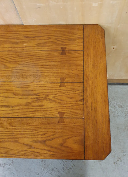 2 Tier Solid Oak Coffee Table with 1 Small Drawer and Slatted Side - 104842
