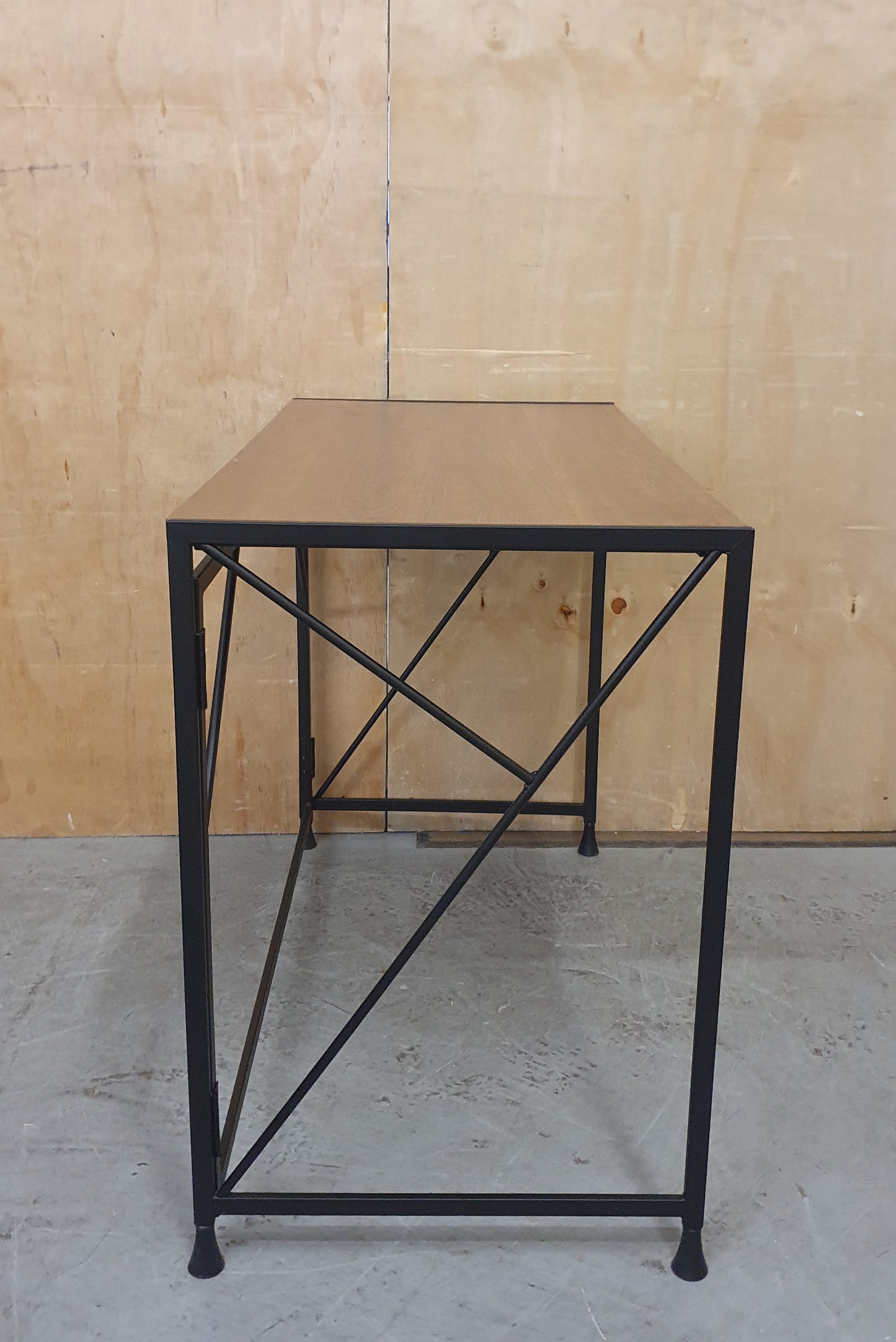 Small Modern Desk with Wood Top and Black Metal Frame - 104835