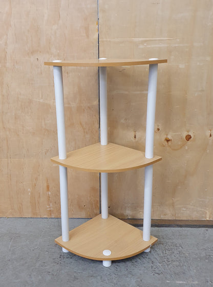 3 Tier Small Corner Shelving Unit with Wood Shelves - 104425