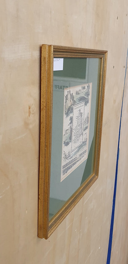 Northumberland Map Vintage Art Print in Gold Frame - 103829