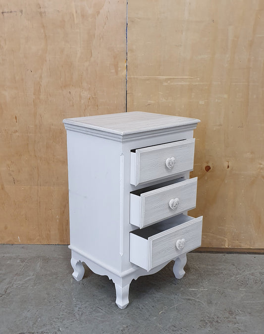 Grey 3 Drawer Bedside Cabinet with Heart Shaped Handles - 104617