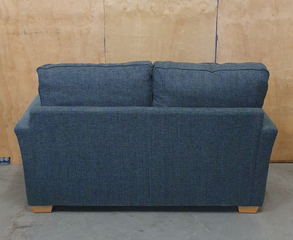 Blue 2 Seater Sofa with Block Wooden Feet - 104801